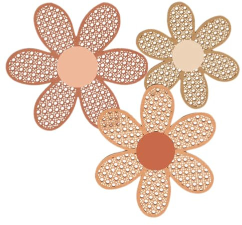 Alipis Lot De 3 Décorations Murales En Forme De Marguerites En Bois - Art Mural Floral En Rotin Naturel - Plaque À Suspendre Pour Maison Fille D'enfant À Coucher