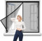 Reinforced Cat Screen Window 140x220cm Fits Door Size Heavy Duty Pets Proof Screen Door with Zipper, Prevent Dogs Cats Running Out from Home Black