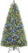 SHareconn 229cm Weihnachtsbaum künstlich mit Beleuchtung, Künstlicher Weihnachtsbaum mit 470 Warmweißen & Mehrfarbigen LED Lichtern, 8 Lichtmodi，1264 PVC Zweigspitzen, Faltbarem Metallständer