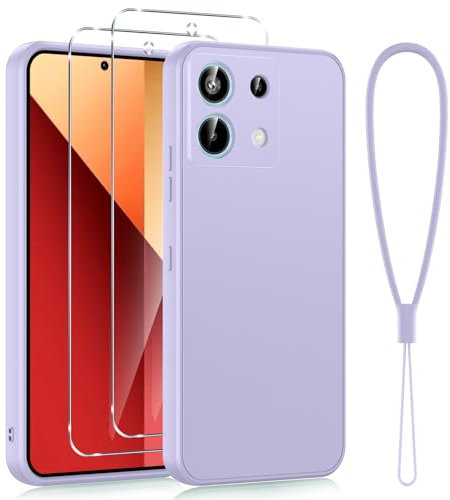 Viojrlra Cover per Xiaomi Redmi Note 13 Pro 5G/Poco X6 5G con 2 Pellicola Vetro Temperato, Custodia Antiurto Sottile Silicone TPU Morbido, Anti Ingiallimento Anti-Graffio Protettiva Case (Viola)