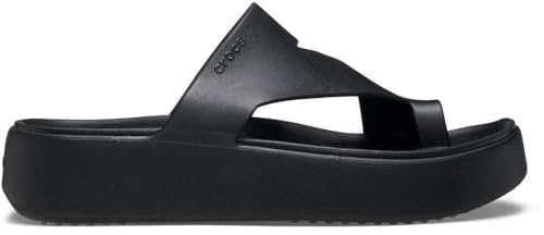 Crocs Women's Getaway Toe Loop Platform Sandals, LiteRide Comfort, Black, 11