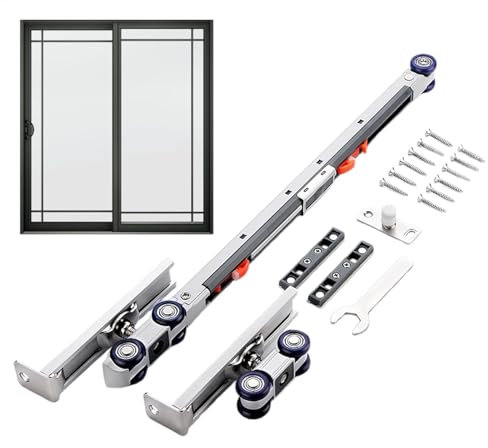 Kit de rail de porte coulissante, kit de quincaillerie robuste pour porte coulissante, facile à installer, quincaillerie de porte coulissante pour portes en bois, portes en acier inoxydable