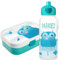 Landpark Trinkflasche & Brotdose Willi - Trinkflasche mit Pop-Up funktion - Brotdose für Kinder mit Fächern inkl. Gabel - BPA Frei - Jausenbox