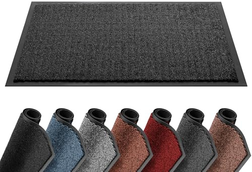 Lexell Door Mat, Indoor Heavy Duty Barrier Mat, Dirt Trapper Entrance Rug, Non Slip Rubber Backing, Super Absorbent Washable Floor Mat for Home, 80cm x 300cm, Black