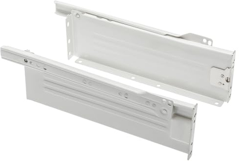Kitchen Metal Drawer Box Sides Kitchen Roller Runners White Cupboard 2 Pair (Set for 1 Drawer) (L450mm x H86mm)