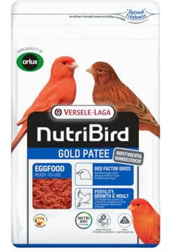 Versele-Laga NutriBird Gold Patee Rotfaktorige Vögel | 1 kg | Gebrauchsfertiges Eifutter für rote Kanarien & alle Anderen roten Ziervögel | Mit 100% natürlichem Honig angefeuchtet