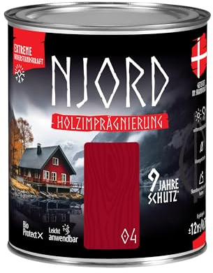 Njord Holzschutz Holzimprägnierung Holzfarbe (04) Fischerhütte Wetterfest | Dauerhafter Schutz Holzlack 750ml Schutzlack Holzlasur