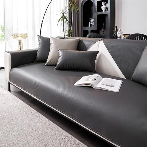 Kunstleder Sofabezug 1 2 3 4 Sitzer, L Form Sofaüberwurfe, Ecksofa Sofa überzug Pets Dog Couch überzug Anti-rutsch Sofaschutz, Ultra Weicher Sofaschoner,Sofaschoner für Hunde(90x90cm,Dark Gray)