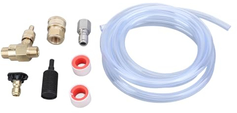 High Pressure Washer Injector Kit, 3/8 Inch Connector, Adjustable Valve, 4000PSI, Black Nozzle, 9.8ft Hose Set