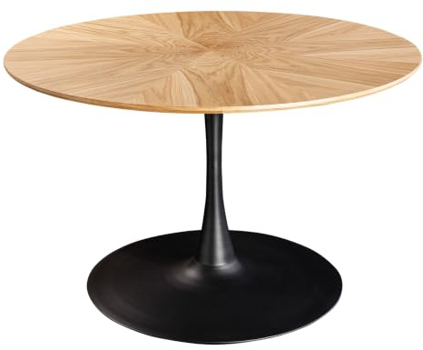 Esstisch ATELIER 120cm - schwarz natur - Metall - stabile Konstruktion | hochwertig, individuelle Maserung, Design-Highlight, natürliche Holzmerkmale, Metallgestell