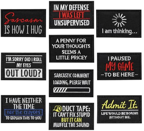 10 Stück HOOK LOOP Stickerei patch,I’M SORRY DID I ROLL MY EYES OUT LOU Doppelseitig Selbstklebend Patches für T-Shirts Jeans Jacken Rucksäcke Kleidung Uniform Schuhen Baseballkappe