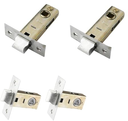 Verazquy 4Pcs Tubular Mortice Latch for Internal Doors, 30mm 40mm Sizes, Polished Chrome, Compatible with Sprung Lever Door Handles.
