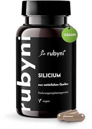 rubyni Silicium Kapseln - Aus Bambus Hirse Schachtelhalm - 90 Stück | 61mg reines Silizium aus Bambusextrakt pro Kapsel - 100% Vegan & ohne Zusatzstoffe - Laborgeprüft - Organisches Silicium