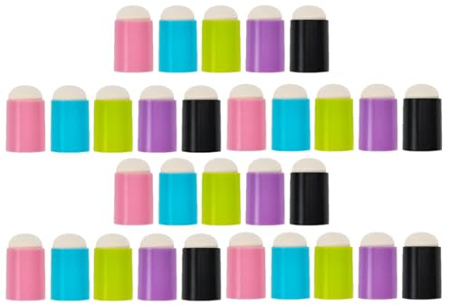 Tofficu 30pcs Nail Art Brush Sponge Heads Dotting Pen Tip round Sponge Head Easy to Change Can Be Cleaned Assorted Color Replacement Accessories for Nail Beauty