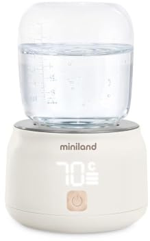 Miniland Warmy On the Go Plus - Scalda biberon portatile, ricaricabile tramite USB, riscalda acqua e latte fino a 70 °C, 5 temperature, mantiene il calore, ideale per i viaggi