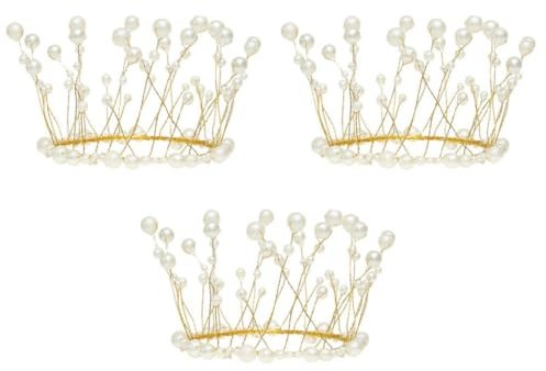 IMIKEYA 3pcs Cake Crown Decoration Crown Cake Ornament Metal Golden Party Decorations Random Color