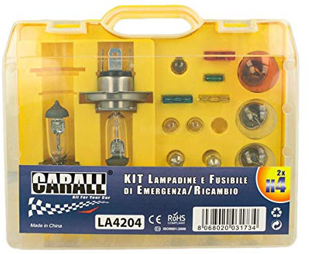 CARALL Kit de 17 unidades bombillas de repuesto,Kits de bombillas universales,Coche Bombilla Set Con Fusibles H4 12V 60/55W