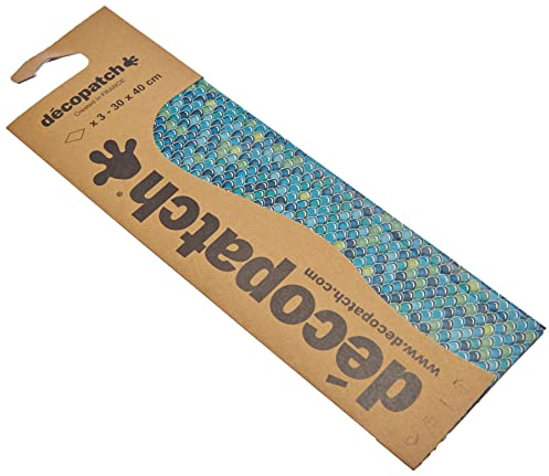 Clairefontaine C729O Decopatch Papier, 3er Pack Türkis mit Schuppen