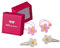 HAARallerliebst Haarschmuck Set (4 teilig | Grosse Blumen | Glitzer rosa Weiss) für Mädchen inkl. Schachtel zur Aufbewahrung (Schachtelfarbe: pink)