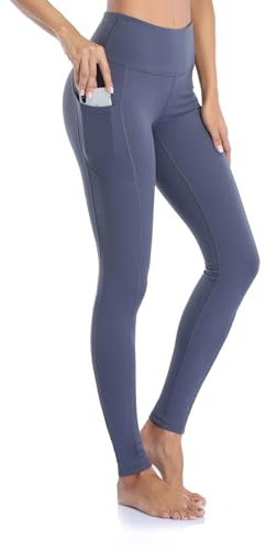 GIMDUMASA Leggings for Women Gym Yoga Pants with Pockets High Waist Workout Running Sports Activewear Fitness UK Dark Gray