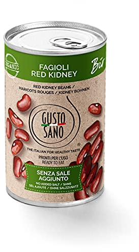 GUSTO SANO FAGIOLI RED KIDNEY BIO GIA’ PRONTI. Senza Sale Aggiunto. Fagioli in scatola lessati e reidratati NON OGM. Comoda scorta da 6 confezioni x 400 gr.6 Pacchi X 400 Gr