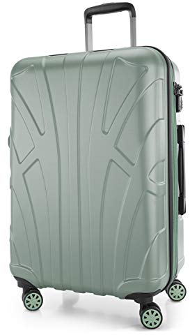 Suitline - Hartschalen-Koffer mittelgroß mit Dehnfuge Check-In Gepäck Trolley erweiterbar Rollkoffer Reisekoffer, größe M, 4 Rollen, TSA, 66 cm, 100% ABS, Farbe:Mint