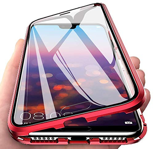 Wishcover Magnetische Schutzhülle für Samsung Galaxy A51, magnetische Adsorption, vorne und hinten, Hartglas, transparent, Vollbild-Abdeckung, Klappdeckel, einteiliges Design für Samsung Galaxy A51