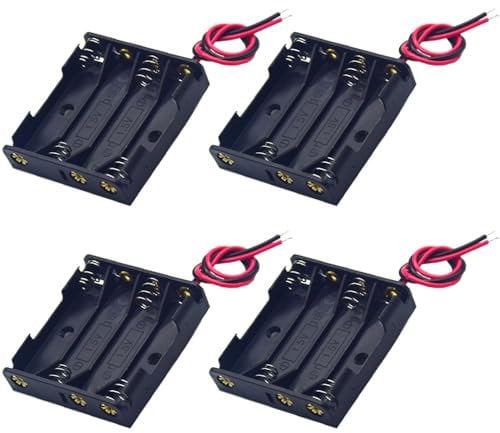 Yosawo 4x1.5V(6V) AAA Battery Holder Case,4 Pieces 4 Soltx1.5V DIY Battery Storage Box with Red and Black Wire Leads (4S AAA)