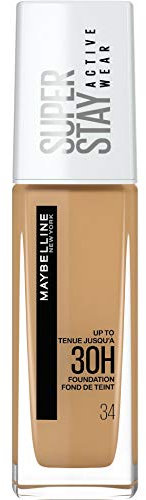 Maybelline New York Foundation, Superstay Active Wear 30 Hour Long-Lasting Liquid Foundation, Lightweight Feel, Water, Sweat and Transfer Resistant, 30 ml, Shade: 34, Soft Bronze