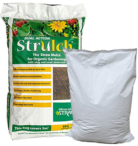 YouGarden Strulch Mulch 9kg and Premium Professional Compost 40L Bag, Organic Solution to Weed Killer, Natural Slug Deterrent, Mulch for Plants