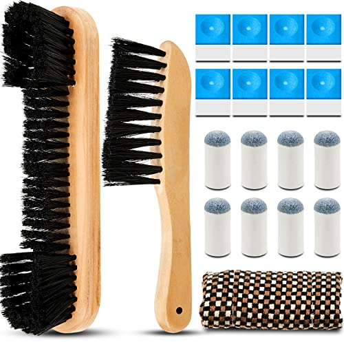 Skyley 19 Pcs Billiards Pool Table Rail Brush Cleaning Kit, Wood Color