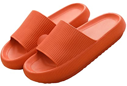 Yeeteepot Herren Damen Badeschlappen Cozislides Dusch Badeschuhe Bequeme Home Slippers Wolke Hausschuhe Badelatschen Sommer rutschfeste Pantoffeln, Orange 42/43 EU