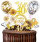 40.Geburtstagstorte Topper Probuk 21 Stücke Gold Glitter Happy Birthday Kuchendeko mit Geburtstagskerzen,Sternen,Konfetti-Luftballons und Papierfächer,Partydekoration für Geburtstags/Hauspartys