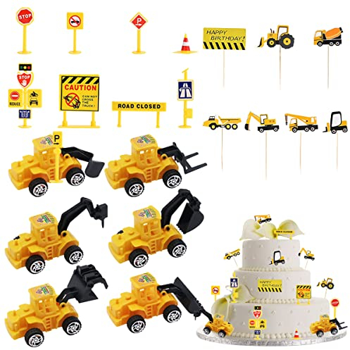 Bagger Tortendeko Geburtstag,Kuchen Deko Baustelle Bagger,Junge Geburtstag Kuchendeko,Baustellenfahrzeuge Kinder Spielzeug,Kunststoff Bagger Spielzeugauto,Baustellen Fahrzeuge Tortendeko