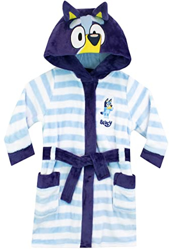 Bluey Dressing Gown | Boys Dressing Gown | Boys' Sleepwear & Robes | Hooded Bathrobe | Ages 18 Months To 8 Years