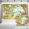 Claasic Pooh Riesenbuch-Hintergrund, geschlechtsneutrale Babyparty-Dekorationen, Vintage-Winnie-Bär, grüner Ballon in Hundert Acre Holzhintergrund, Geburtstagsparty-Banner, 1,5 x 0,9 m, 114 cm