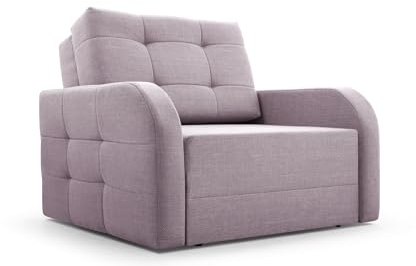 MOEBLO Kindersofa Porto 80 – Schlafsessel Sofa Sessel Jugendsofa Schlafsofa 1-Sitzer Gästebett mit Schlaffunktion und Bettkasten (BxHxT): 101x90x100 cm (Hellrosa)