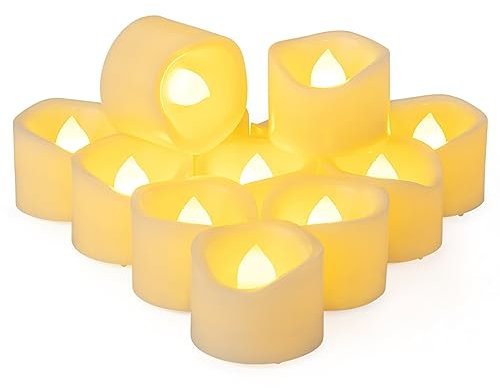 Yakpo 12 Pack 3.8cm x 3cm Tall Flameless Tea Lights Candles Battery Operated, Flickering LED Tealight Votive Electric Flicker Candle Light Fake Candle Bulk for Halloween Wedding Christmas Decorations