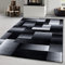 Carpetsale24 Kurzflor Teppich 140x200 cm, Modern Abstrakt Kariert in Schwarz Grau Weiß, Pflegeleicht, ideal für Wohnzimmer, Essbereich oder Jugendzimmer