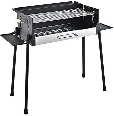JOSBY Tragbarer Holzkohlegrill, Faltbarer Holzkohlegrill mit übergroßem Kochbereich Offset Smoker, 3 verstellbare Höhen, Outdoor-Kocher mit Antihaft-Grillpfanne für Camp Party Picknick