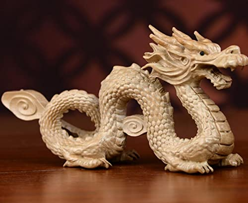 1 Stück 15 x 7 cm großer kriechender Drache aus Holz, handgefertigte Skulptur, Statue, handgefertigt, Geschenk, Kunst, dekorative Heimdekoration, Figur, Akzentdekoration, Kunstwerk, handgeschnitzter D