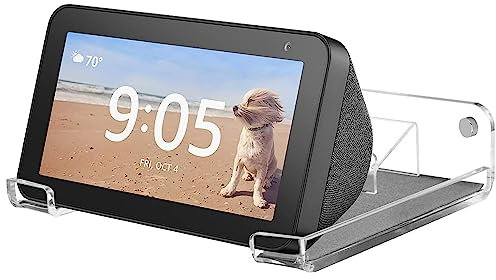 SHTCSZBA Show 5 Wall Mount Holder, Echo Show 5 Stand Wall Mount, Echo Show 5 Storage Rack, Acrylic Stand Shelf for Amazon Echo Show 5 (1st & 2nd Gen)
