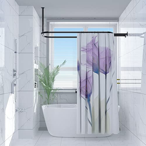 Tringle à rideau de douche en forme d'anneau de 148,1 x 61 cm – Antirouille – Forme carrée ovale – Tringle à rideau de douche résistante pour salle de bain – Ne s'affaisse pas – Très résistante –