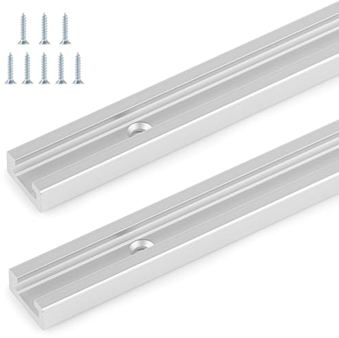 DBREAKS 2pcs T-Track, 400mm T Track Rail en Aluminium, T-Slot pour les Routeurs Fixes de Table de Table du Bois Planches de Plume, avec 6 vis autotaraudeuses(19mm)