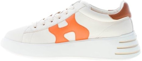 Hogan Donna H564 Rebel Sneaker in Pelle Bianco più Rosa e Arancione Color Bianco Size 37