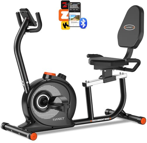 VANNECT Liegeergometer für Zuhause mit 16 verstellbaren Widerstandsstufen, Leise Liegerad Heimtrainer mit Großer Bequem Sitz, App-Konnektivität, Herzfrequenzsensoren, Bis 180kg Ergometer Fahrrad