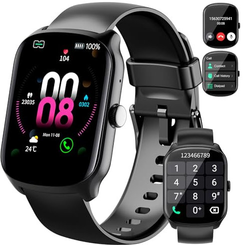 Qecnato Smartwatch Uomo Donna, 1.95 schermo curvo Orologio Smartwatch Chiamate Bluetooth, 110 Modalità Sportive Fitness Tracker, IP68, Nero