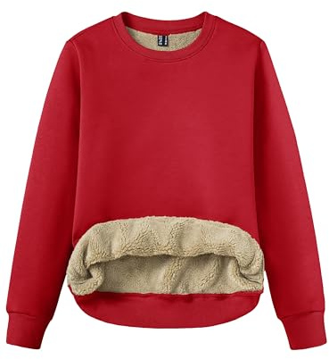 TACVASEN Maglione Donna Felpa Cotone Maglia Maniche Lunghe Girocollo Senza Cappuccio Maglione Basic Invernale Pile Top Casual Caldo Camicetta
