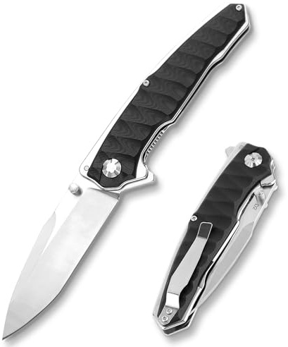 ToopMount Taschen Klappmesser, 3,94“ D2 Stahlklinge Klappmesser mit Taschenclip, G10 Griff Kompaktes Überlebensmesser für EDC Camping Wandern Abenteuer, Geschenk für Männer & Frauen