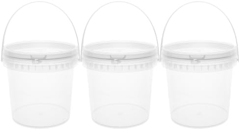 ABOOFAN 3 Pack 1L Ice Cream Bucket with Lid Transparent Plastic | Transparent plastic, 1L capacity, with secure lid, built-in handle, 3-pack, for freezer and kitchen storage.